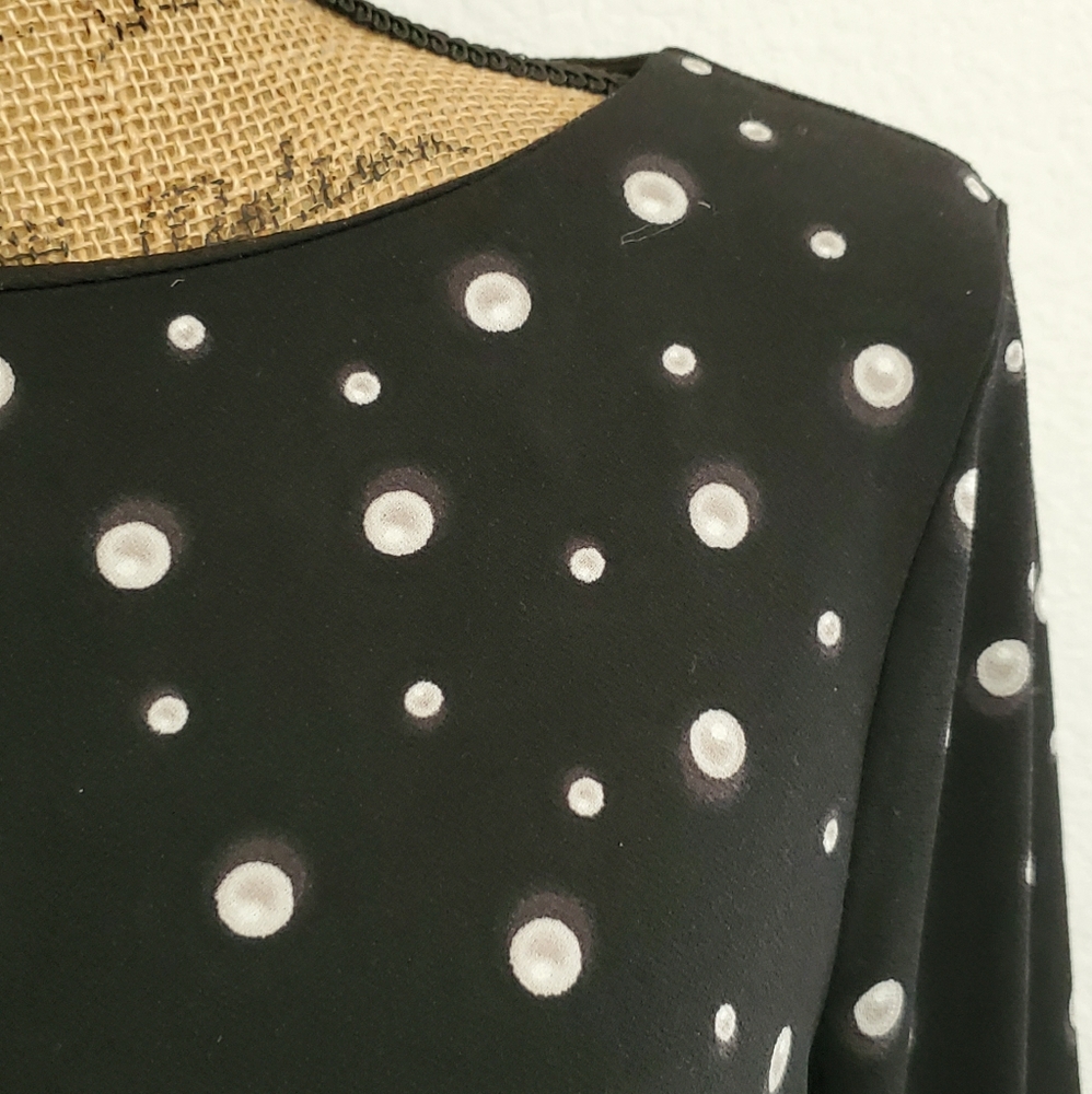 Charter Club black long sleeve gray and white circle print Med - Picture 2 of 6